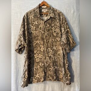 Campia Moda Short Sleeve Tropical Print Shirt Gray/White Men’s Sz XXL